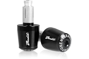 YIEBA Barres de Guidon Contrepoids Poignées de Guidon de Moto Extrémité CNC en Aluminium - 2 pièces pour GSF 250 400 600 600S 650S 650N 1200 1250 1250S Bandit (Noir)