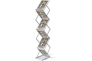 VAIIGO 36.5x25x155cm A4 Portable Folding Brochure Display Stand Double Sided Shelves with 6 Pockets, Magazine Rack Trade Show (Black, A4)