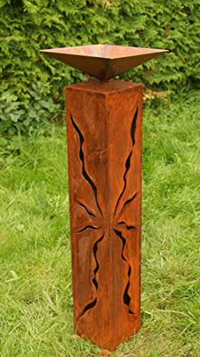 Rostsäulen 80 cm mit Muster zum Beleuchten Gartendeko Rostdeko
