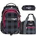 Produktbild 3 Teile Set ELEPHANT Schulrucksack HERO SIGNATURE Rucksack + Sporttasche + Mäppchen (Plaid Red (12609 Schwarz ROT)