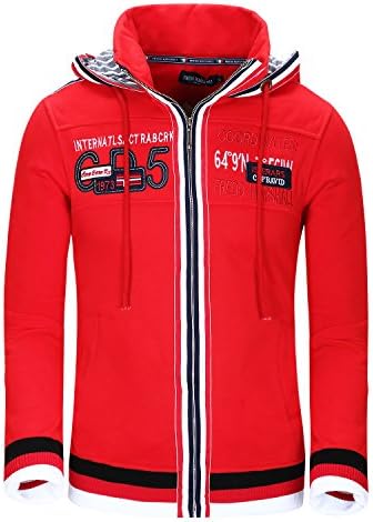 Voguehive Mens Hoody Sweatshirt Hooded Zipper Top Casual Outcoat Jacket 26009 Red 2XL