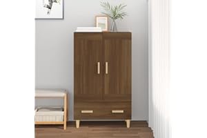 FIRBNUS Aparador Marrón Roble Mueble Entrada Recibidor Recibidores De Entrada Aparador Cocina Muebles De Salon Armario Auxiliar Vitrina Salon Buffet 70x31x115 cm Manija de Madera