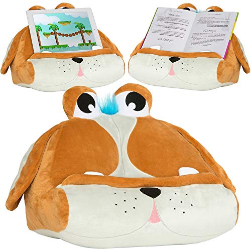 Gifts for Readers & Writers Cojín de Lectura Infantil - Soporte para Libros, iPad y Tablets | Es Perro de Peluche, Almohada y Atril, sin Dudas el Regalo Ideal para Niños y Niñas de Todas Las Edades
