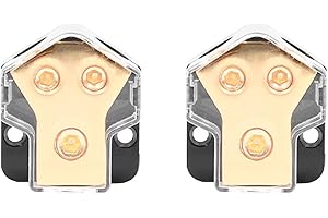 ANCLLO 2PCS 0/2/4 Gauge in 4/8 Gauge Out 2 Way Amp Copper Power Distribution Block for Car Audio Splitter for Automotive Car Boat