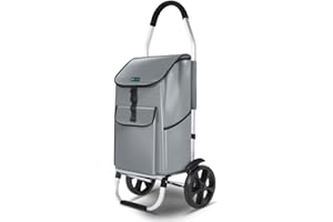 VOUNOT® Carrello della Spesa Pieghevole in Alluminio, Carrello Portaspesa con Borsa da 58L, Ruote Silenziose e Parafanghi, Grigio