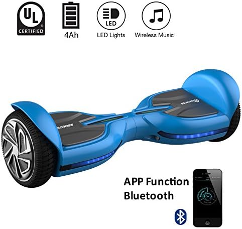 EVERCROSS Diablo Smart Two Wheels Self Balancing Electric Scooter with Bluetooth,3 Adjustable Speed Modes, Moblie App, 6.5" Smart Electric Personal Transportation (Blue)