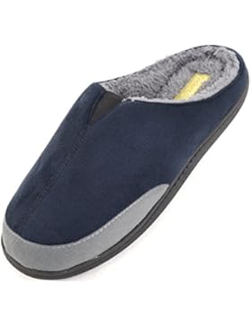 Herrenschuhe/Slipper aus Velour mit wärmendem Vliesstoff