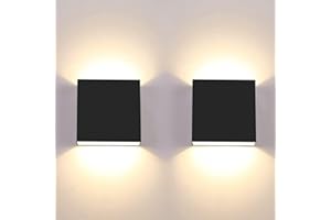 CHEVVY 2Pcs Applique Murale LED 7W Moderne Applique Murale Interieur Applique Murale Carrée Noir pour Chambre Salon Jardin Étanchéité Wandleuchte Innen Moderne