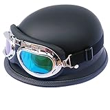 Retro Motorrad Helm mit Fliegerbrille UV Schutz,...