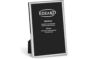 EDZARD Bilderrahmen Genua für Foto 10 x 15 cm, edel versilbert, anlaufgeschützt, mit Samtrücken, inkl. Aufhänger, Fotorahmen zum Stellen und Hängen