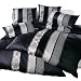 Produktbild Joop! Bettwäsche "Ornament Stripe" Satin schwarz Größe 200x220 cm (2x 40x80 cm)