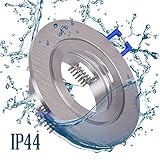 6x Hochwertiger BAD Einbauspot RUND in Farbe silber (Aluminium gebürstet)