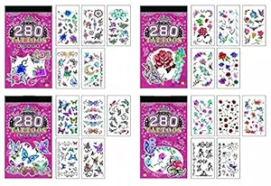 Birthday Popper Girls Theme Temporary Tattoos (Set of 10 Booklets) for All Age Group |Cute Style | 100+ Tattoo Designs |Body Art Stickers for Fun Party |Kids Birthday Return Gifts