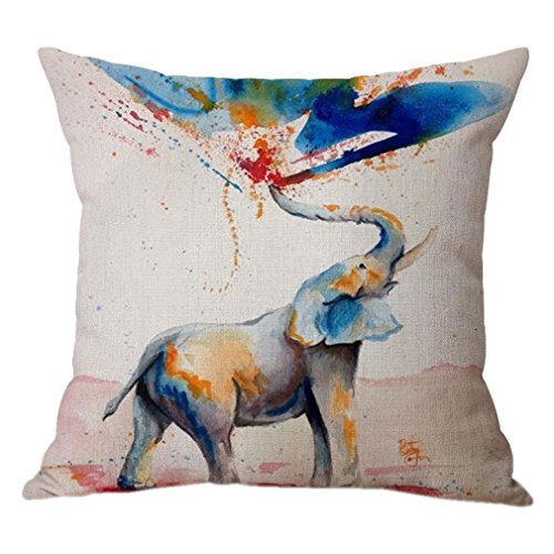 Nunubee Retro Elefant Tier Baumwolle Leinen Dekor Kissenbezüge Kissenbezug Kissenhülle, Stil 3