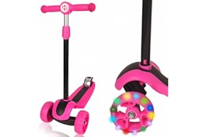 Habib Gruppe Kinderroller, 3-Räder Roller für Kinder, 3 Höhenverstellbarer Lenker, LED Räder, Spielzeug & Geschenk für Jungen Mädchen 3-8 Jahre, Max. 50 KG