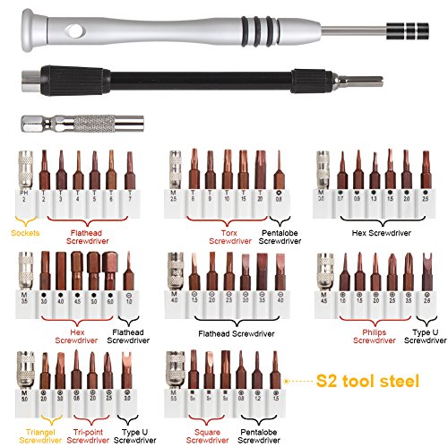 Kootek Schraubendreher Set mit 56 S2-Präzision Bits, Magnetische Mini Schraubenzieher Set Werkzeugset für IPhone7, IPhone7 Plus, IPhone, Handy, Tablet, Macbook, Xbox, PC, Uhr etc.(60 in 1) - 2