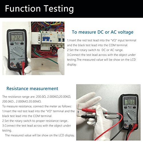 Digital Multimeter, M.Way 2000 Auto Range AC Spannungsprufer Tragbare Prufvorrichtung Messung von Spannung Strom Widerstand Dioden Messinstrument mit Hintergrundbeleuchtung - 3