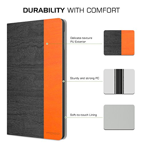 MoKo Hülle für All-New Amazon Fire HD 8 Tablet (7th Generation – 2017 Modell) – Stoßfest Ledertasche Schutzhülle mit Auto Sleep/Wake up Funktion, Standfunktion und PC Bumper für das neue Fire HD 8 2017 & Fire HD 8 2016, Dunkel Grau & Orange - 3