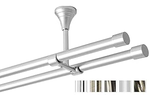 Rollmayer metall Gardinenstange Ø 16mm Rohr, Silber für Ösenvorhang Gardinen Vorhang (Crux 120cm lang, Silber, Deckenbefestigung 2-läufig) Ohne Ringe!