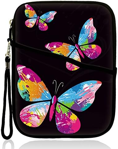 Neoprene Super Padded Bubble Sleeve Case Cover with Extra Pocket for Accessories &amp; Removable Carrying Handle Fits Apple iPad Mini / Amazon Kindle Fire HD / Google Nexus 7 / Samsung Galaxy / Asus / Acer / Archos and Similar Size 7" Tablet - Buttefly in the Sky Design