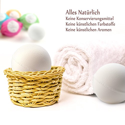 Anjou Badebomben Badekugeln 6er Geschenkset, 6x100g (Jojobaöl, Sheabutter, Aromatherapie, Entspannung, Pflegend, Ätherische Öle von Pfefferminze/Süßorange/Zitrone/Rose/Lavendel/Zitronengras) - 7