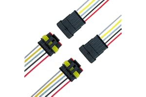 QitinDasen 2 Set 5 Broches Voiture Imperméable Électrique Connecteurs, Kit de Prise de Fiche de Connecteur Électrique Étanche Scellé avec 16 AWG Pré-Câblé, pour Voiture Camion Bateau