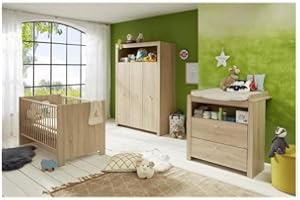 TRENDTEAM SMART LIVING TREND TEAM OLIVIA SONOMA Chambre bébé complete : lit 70*140cm + commode + armoire - Chene naturel