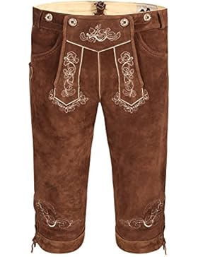 ALMBOCK Trachtenlederhose Herren Kniebund | Original bayerische Lederhose Herren Tracht | Trachtenhose Oktoberfest...