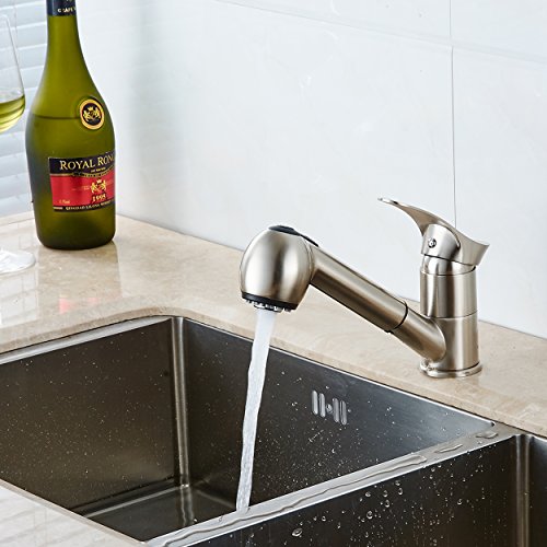 Gimili Küchenarmatur Niederdruck mit Brause Wasserhahn Küche für Armatur Küche Gebürstetes Nickel - 6