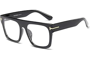 Jurchio Unisex Klassische Brille für Herren und Damen | Platz Brillengestell im Vintage-Look | Ohne Stärke Klarglas Gläser Glasses mit Brillenetui