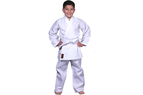 Chikara Costume de karaté pour enfant, blanc, costume de karaté pour garçon, costume de karaté pour enfants, en coton, tenue d'arts martiaux