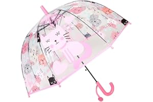Chesoon Ombrello antipioggia per bambini Cupola a bolle trasparente per ragazzi Ragazze con maniglia Easy Grip Ombrello antivento a 8 costole