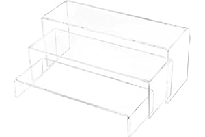 XCVBNM 3 Pcs Clear Acrylic Display Stands,3-Tier Acrylic Risers for Funko Pop Figures Display Jewelry Showcase Shelf, Cupcake Dessert Stand, Collections Products Display Shelf（1 set large）