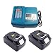 Produktbild Ersatz Ladegerät 18 Volt DC18RC DC18RA und 2 Stück 18V 5.0Ah Werkzeugakkus für Makita BL1850 196672-8 BL1830 BL1815 BL1840 LXT-400 194204-5 Li-Ion Akku LG Zellen 5000mAh