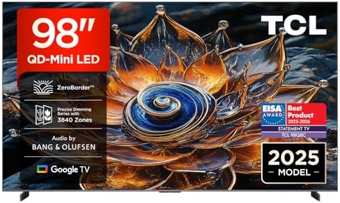 TCL 98Q8C 98-inch QD-Mini LED TV, 4K HDR Premium 5000, ZeroBorder™, Google TV (Dolby Vision IQ & Atmos, CrystGlow WHVA Panel)
