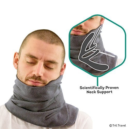 Trtl Pillow – Wissenschaftlich belegt super weiches Nacken unterstützendes Reisekissen - Waschmaschinenfest Grau