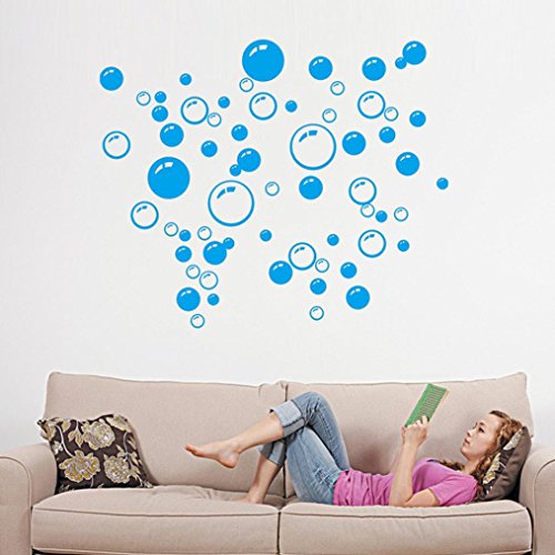 Ouneed® Wandaufkleber Wandtattoo Wandsticker , Bubbles Kreis entfernbare Wand Tapete Badezimmer Fenster Aufkleber Abziehbild Ausgangs DIY (Blau) - 2
