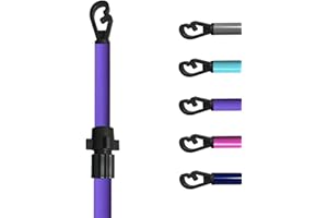 DNQ Heavy Duty Metal Telescopic Washing Line Prop Pole Home Garden Pole Clothing Laundry Support Outdoor Indoor Airer Rope String Extendable from 1.2 to 2.4M/8ft (Purple- 1 Props)