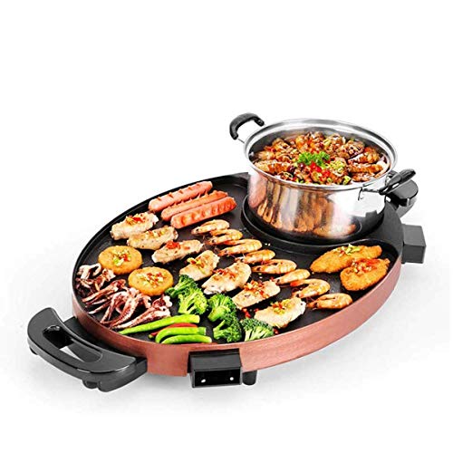 Electric Baking Pan，Electric Baking Pan Electric BBQ Hot Pot Combination of Cookers Non-Stick Dual-Control Switch Hot Pot Multi-Functional Barbecue Grill