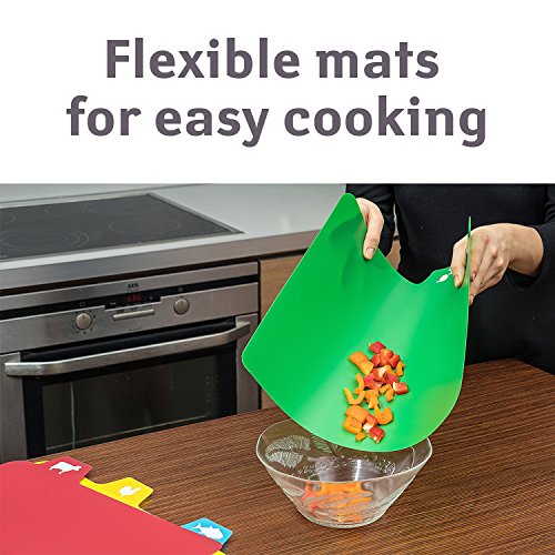 Tatkraft Quatro Hi-quality 4er Set Flexibel Schneidebrett Kunststoff Mit Lebensmittel Symbolen - 4