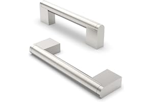 FURNIWARE 5 Pièces Poignée de Meuble, Distance de Trou de 96mm Poignées de Meubles en Acier Inoxydable Poignées de Placard Poignée d'Armoire de Cuisine-Nickel brossé