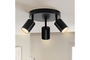 ‎WOWATT wowatt Deckenstrahler LED Schwenkbar GU10, 3 Flammig Rund, Deckenleuchte Deckenlampe Spot Schwarz, Modern Strahler Deckenspot für Küche, Schlafzimmer, Wohnzimmer (Ohne Leuchtmittel)