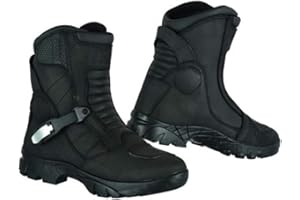 RAXID Motorbike Boots Storm Adventure Waterproof shoes Motorcycle Boots Touring Genuine Leather Colour Options Black And Brown (BLACK, UK7/US8/EU41)