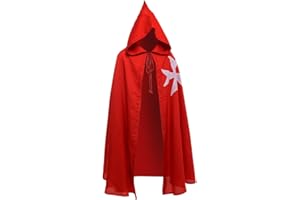 BLESSUME Medieval Templar Knight Cloak Hospitaller Hooded Robe