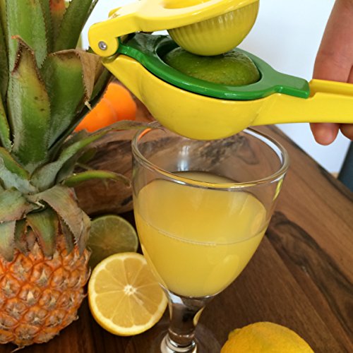 Zitronenpresse | Limettenpresse | Orangenpresse | Manuelle Zitruspresse aus Aluminium | Handpresse gelb grün - 3