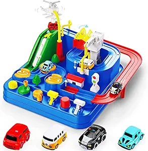 Snaptron Car Adventure Toy Set for Kids Boys & Girls of 3 4 5 6 Years Educational car Puzzle Toy no Remote or Battery Required, Mechanical Movement. Blue Color, ABS Plastic