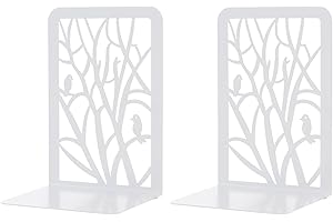 Book Ends 1 Pair, MSDADA Desk Bookends Heavy Duty, Book Ends Holder for Shelves, Metal Bookends for Office&School, Book Shelf Holder Home Decorative, Bookend Supports, Book Stoppers(White)