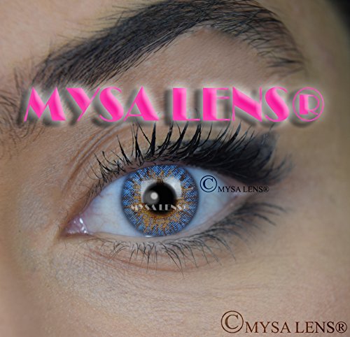 Mysa Lens® lenti a contatto di colore fantasia Crazy Lens Cosplay Occhi Blu S3 - 533/Blue 3T + Soluzione per lenti 10 ml + astuccio in omaggio - 12 mesi senza correzione