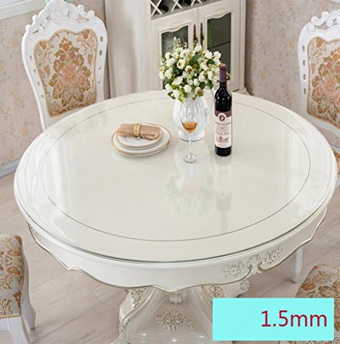 PVC Tablecloth thick round soft glass transparent waterproof crystal plate coffee table mat , 1.5mm , diameter 140cm