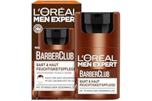L’ORÉAL PARIS MEN EXPERT L'Oréal Men Expert Krem nawilżający do brody i skóry dla mężczyzn, krem nawilżający na 3-dniową brodę, krem do twarzy dla mężczyzn o zapachu drzewnym i eterycznym olejku z drewna cedrowego, Barber